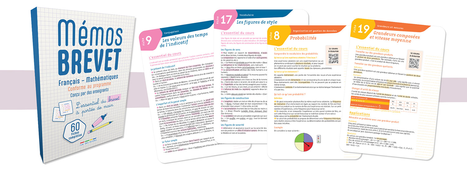 Pochette - Mémos Brevet : 60 fiches de révision - Français et Mathématiques
