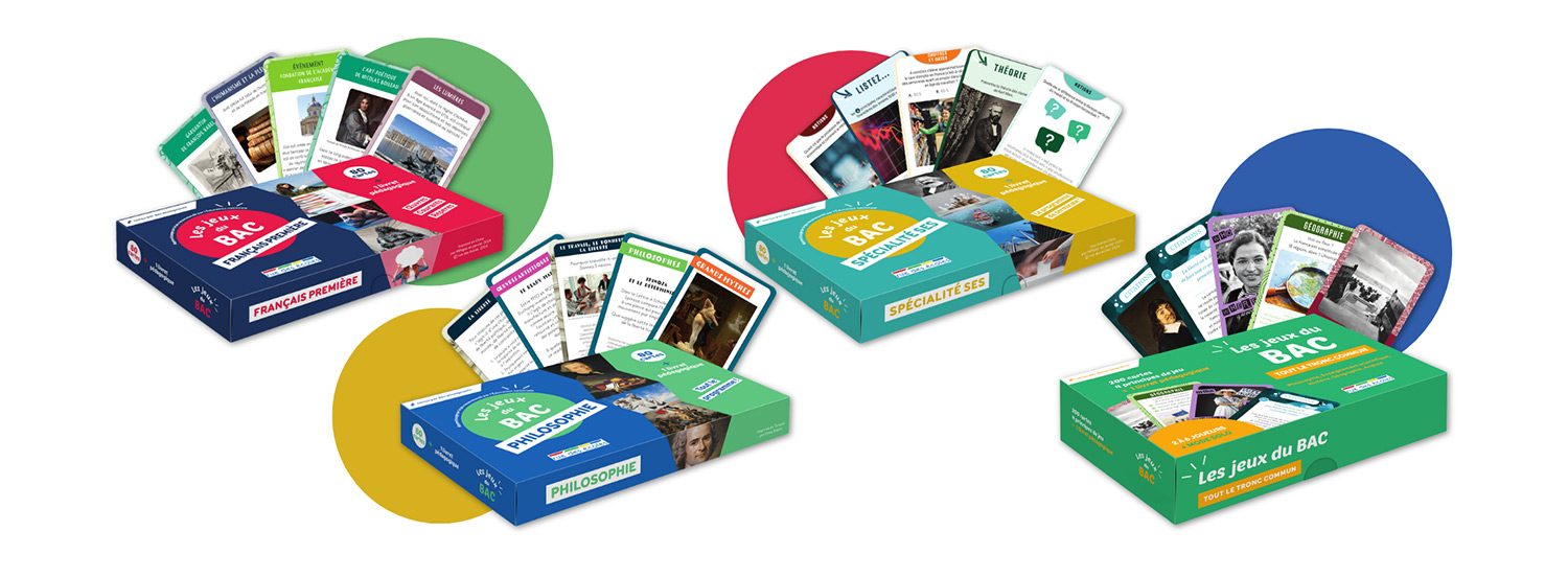 Les Jeux du Bac :  Un jeu de cartes pédagogique pour réviser l'ensemble des matières du tronc commun