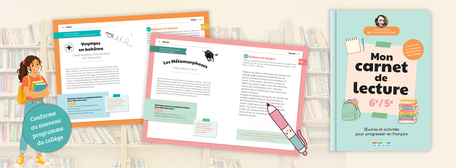 Mon carnet de lecture 6e - 5e de @mesfichesdefrancais